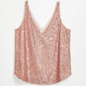 NWT LOFT Women's Sparkle Sequin Swingy Tank Shell. Holiday Christmas New Year